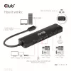 CLUB3D USB Gen1 Type-C, 6-in-1 jaotur HDMI 8K30Hz, 2xUSB Type-A, RJ45 ja 2xUSB Type-C, andme- ja PD laadimine 100 vatti