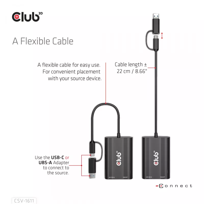 CLUB3D USB Gen1 USB-C/-A duaal-HDMI-le (4K/30Hz) / VGA-le (1080/60Hz)