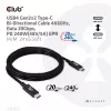 CLUB3D USB4 Gen2x2 USB-C kahesuunaline kaabel 4K60Hz, andmed 20Gbps, PD 240W(48V/5A) EPR M/M 2m