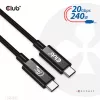 CLUB3D USB4 Gen2x2 USB-C kahesuunaline kaabel 4K60Hz, andmed 20Gbps, PD 240W(48V/5A) EPR M/M 2m