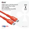 USB-C–USB-C kahesuunaline kaabel CLUB3D CAC-1573, USB4 Gen 2x2, 2 m, punane, PD kuni 240 W