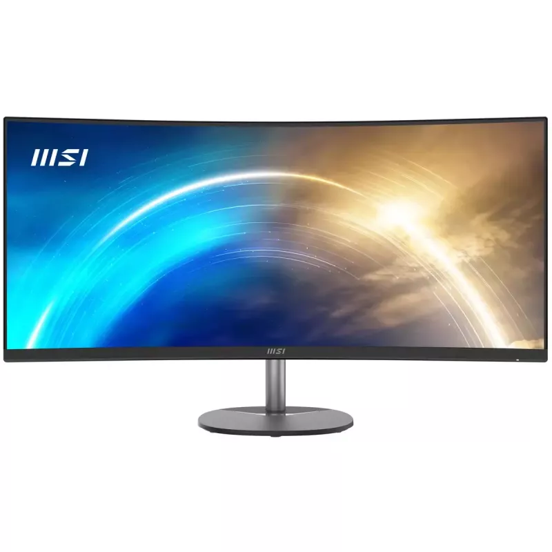 MSI Pro MP341CQ 34-tolline kumer monitor, 1500R, UWQHD (3440 x 1440), 21:9, 100Hz, VA, 4ms, HDMI, VGA, sisseehitatud kõlarid, peegeldusvastane, virvendusvastane, vähem sinist valgust, TÜV sertifikaat, VESA, Kensington, must