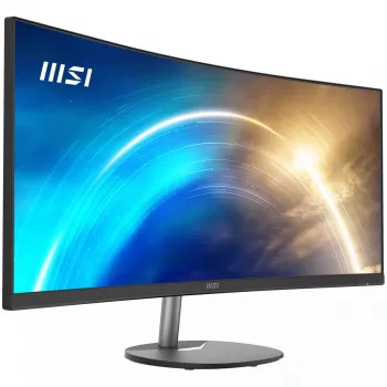 MSI Pro MP341CQ 34-tolline kumer monitor, 1500R, UWQHD (3440 x 1440), 21:9, 100Hz, VA, 4ms, HDMI, VGA, sisseehitatud kõlarid, peegeldusvastane, virvendusvastane, vähem sinist valgust, TÜV sertifikaat, VESA, Kensington, must