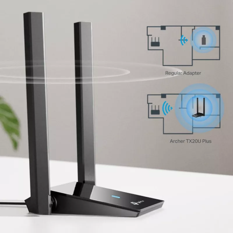 Traadita adapter TP-Link AX1800 topeltantennidega 2,4 GHz 5 GHz Wi-Fi 6