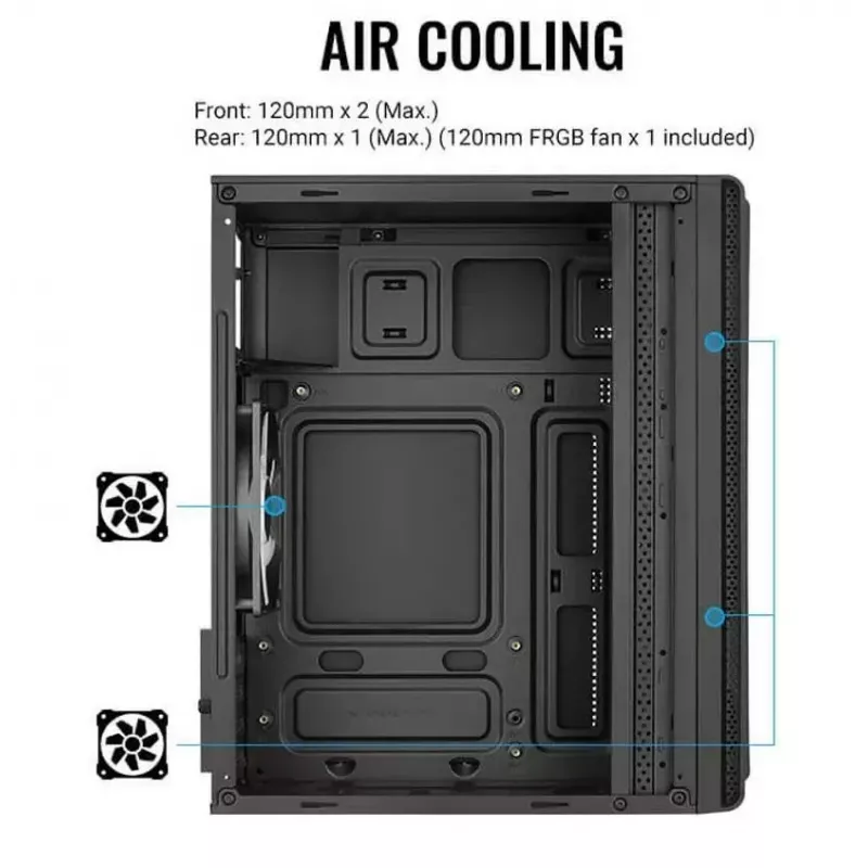 Aerocool Evo Mini RGB Micro ATX Mini Tower korpus, must, aknaga