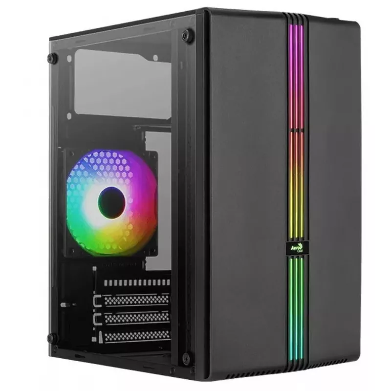 Aerocool Evo Mini RGB Micro ATX Mini Tower korpus, must, aknaga