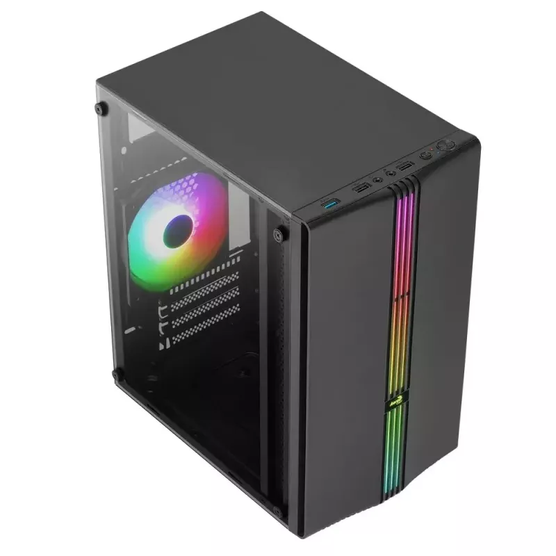 Aerocool Evo Mini RGB Micro ATX Mini Tower korpus, must, aknaga