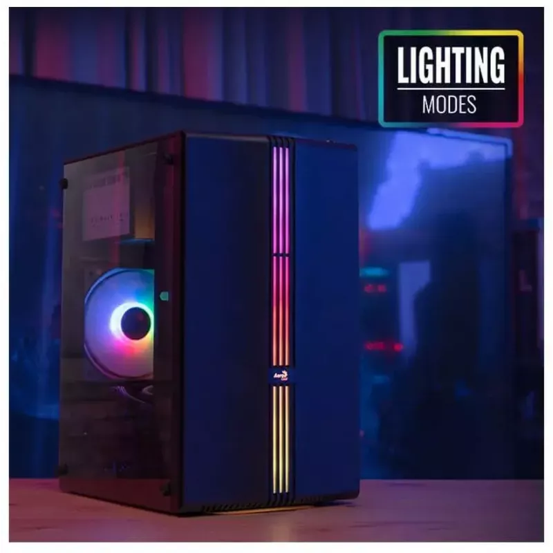 Aerocool Evo Mini RGB Micro ATX Mini Tower korpus, must, aknaga