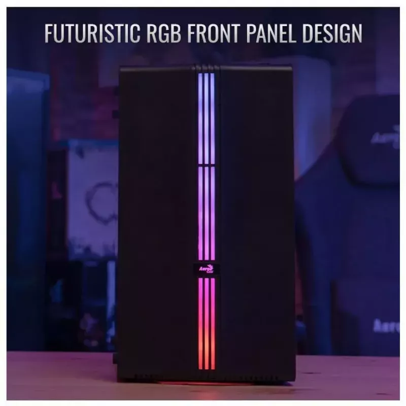 Aerocool Evo Mini RGB Micro ATX Mini Tower korpus, must, aknaga