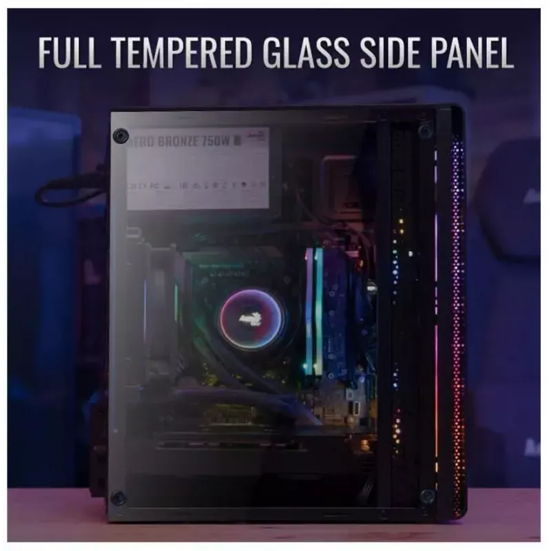 Aerocool Evo Mini RGB Micro ATX Mini Tower korpus, must, aknaga