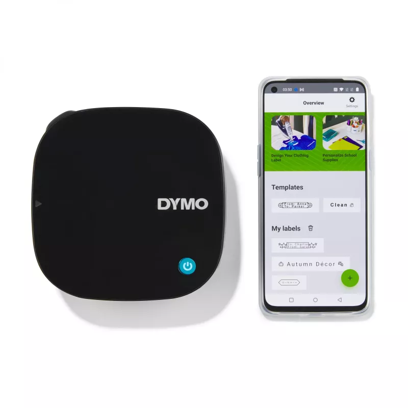 DYMO LetraTag 200B Bluetooth sildiprinter | Kompaktne sildiprinter | Ühendub Bluetooth juhtmevaba tehnoloogia abil iOS-i ja Androidiga | Komplektis 1 valge pabersildilint | Must