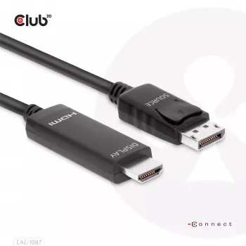 CLUB3D DisplayPort 1.4 HDMI-le 4K120Hz või 8K60Hz HDR10 kaabel M/M 3m