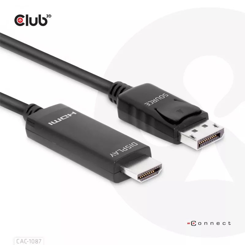 CLUB3D DisplayPort 1.4 HDMI-le 4K120Hz või 8K60Hz HDR10 kaabel M/M 3m