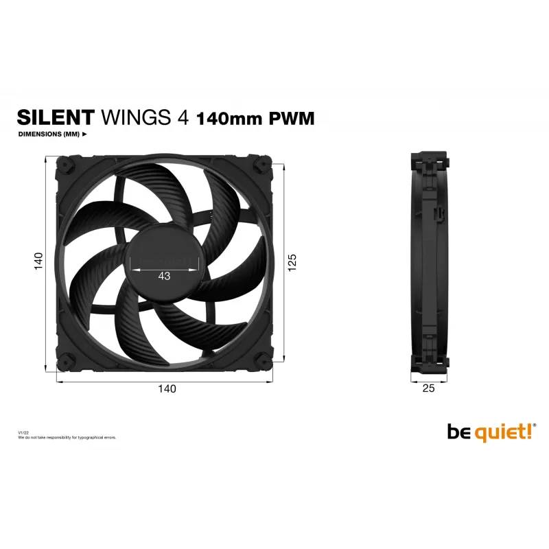 be quiet! SILENT WINGS 4 | 140mm PWM arvutikorpuse ventilaator 14 cm Must 1 tk