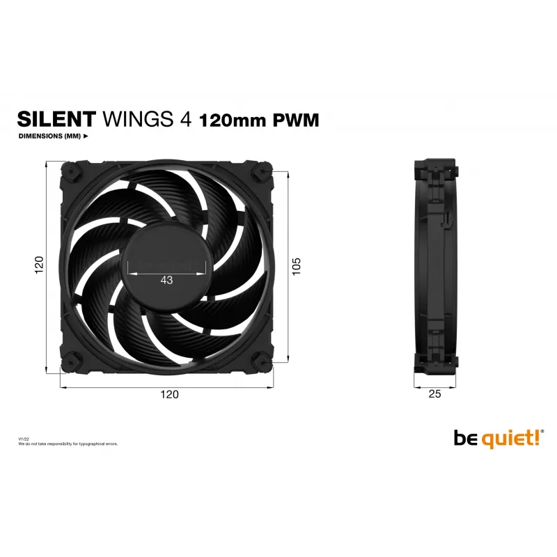 be quiet SILENT WINGS 4 | 120mm PWM Arvutikorpuse ventilaator 12 cm Must 1 tk