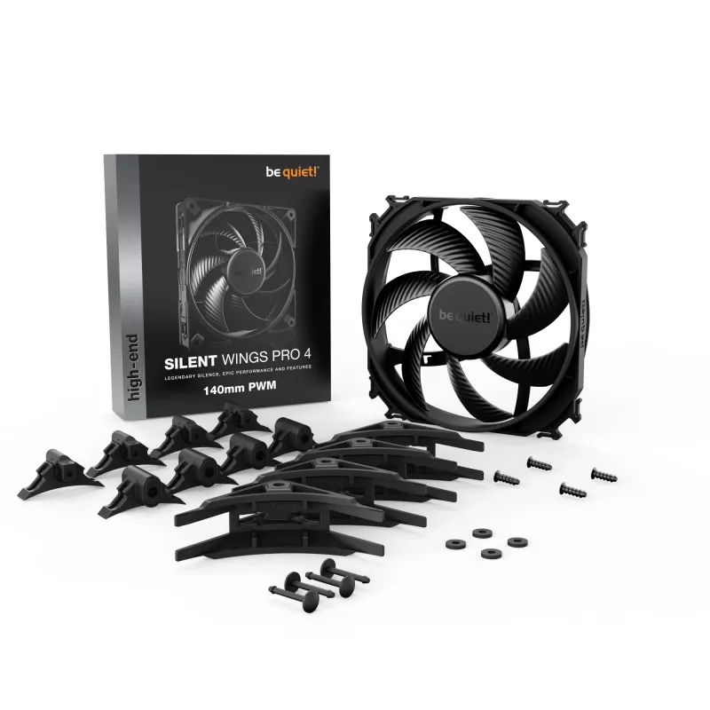 be quiet SILENT WINGS PRO 4 | 140mm PWM Arvutikorpuse ventilaator 14 cm Must 1 tk