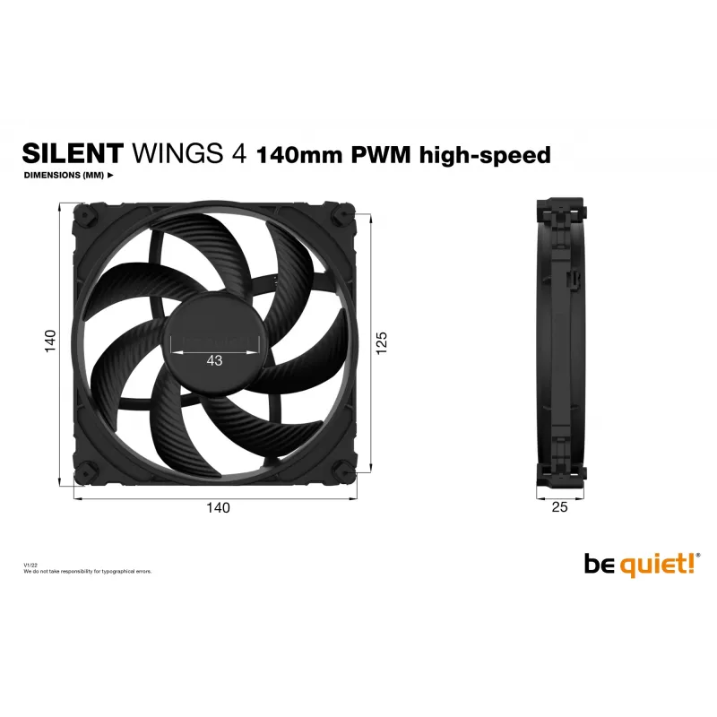 be quiet SILENT WINGS 4 | 140mm PWM suure kiirusega arvutikorpuse ventilaator 14 cm Must 1 tk