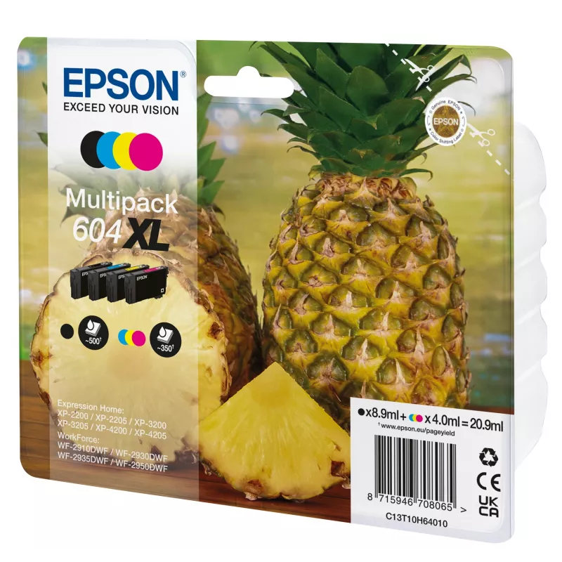 Epson 604XL tindikassett 4 tk Originaal Kõrge (XL) tootlikkusega Must, tsüaan, magenta, Kollane