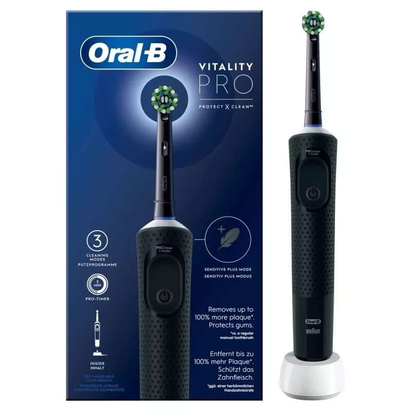 Oral-B Vitality Pro Täiskasvanutele pöörlev hambahari Must