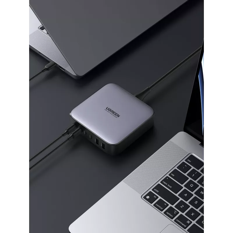 Ugreen 40914 Nexode 200W GaN lauapealne USB-C USB-A laadija, siseruumides, AC, 21 V, 5 A, 2 m, must, hall