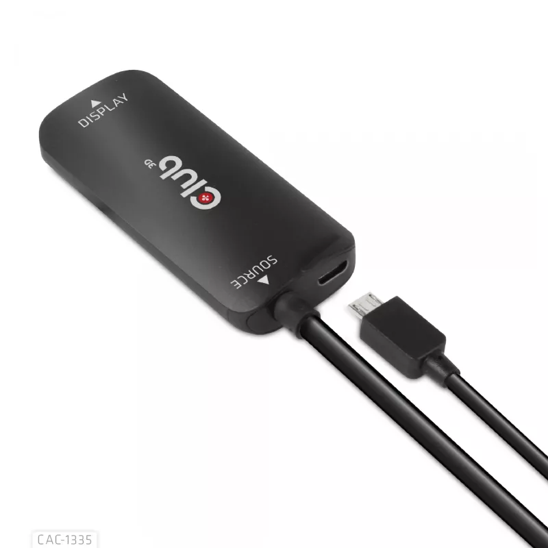CLUB3D HDMI + Micro USB to DisplayPort™ 4K120Hz või 8K30Hz M/F aktiivne adapter