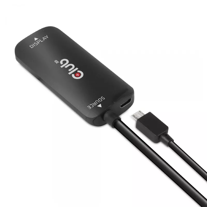 CLUB3D HDMI + Micro USB to DisplayPort™ 4K120Hz või 8K30Hz M/F aktiivne adapter