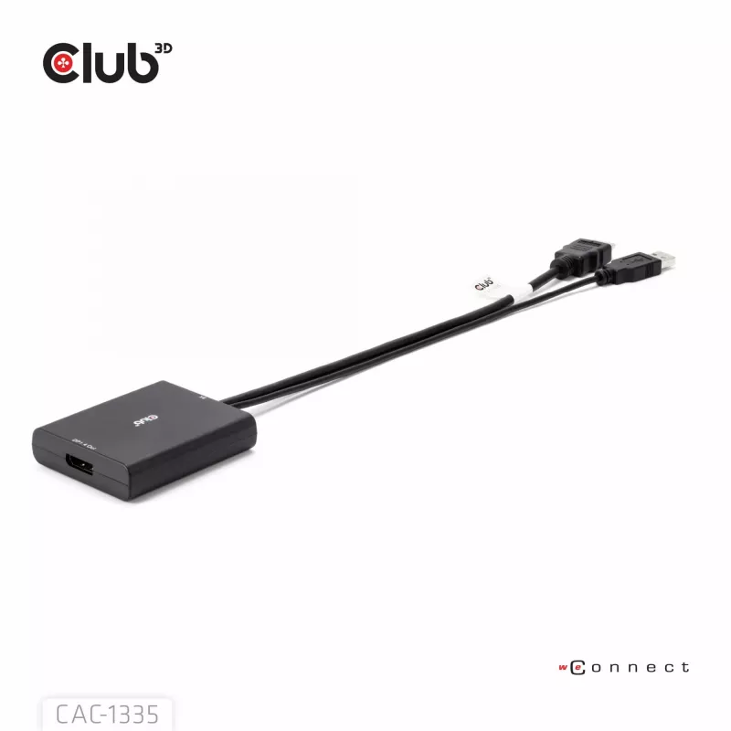 CLUB3D HDMI + Micro USB to DisplayPort™ 4K120Hz või 8K30Hz M/F aktiivne adapter