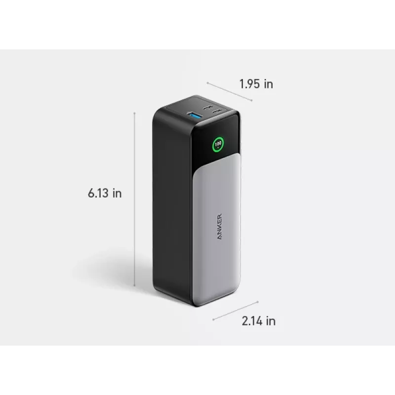 Kaasaskantav laadija Anker 737 (A1289011) — 24000 mAh, 140W, 2× USB-C + 1× USB-A, hõbe/must