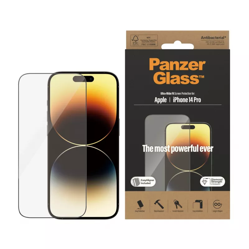 Ekraanikaitse PanzerGlass Apple iPhone 14 Pro Ultra-Wide Fit EasyAligner Kulumis- ja Löögikindel