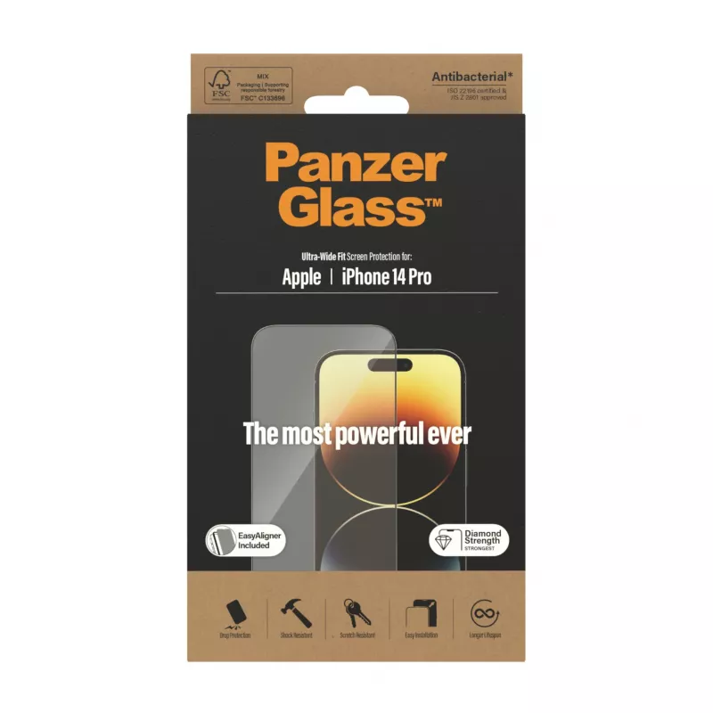 Ekraanikaitse PanzerGlass Apple iPhone 14 Pro Ultra-Wide Fit EasyAligner Kulumis- ja Löögikindel