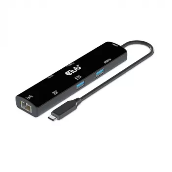 CLUB3D USB4™ Gen3x2 Type-C, 6-ühes jaotur HDMI™ 8K60Hz või 4K120Hz, 2xUSB Typee-A(10G), Ethernet RJ45(2.5G) ja 2xUSB Type-C, 1x Data(10G) ja 1xPD3.0 laadimine 100 W