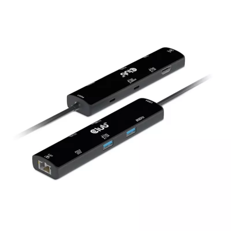 CLUB3D USB4™ Gen3x2 Type-C, 6-ühes jaotur HDMI™ 8K60Hz või 4K120Hz, 2xUSB Typee-A(10G), Ethernet RJ45(2.5G) ja 2xUSB Type-C, 1x Data(10G) ja 1xPD3.0 laadimine 100 W