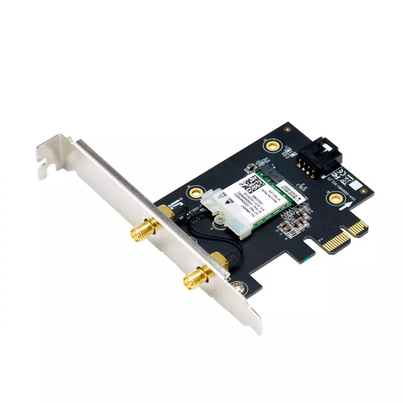 Sisemine WLAN-kaart ASUS PCE-AXE5400 — PCIe, Wi‑Fi 6E kolmeribaline (2,4/5/6 GHz), 2402 Mbps, Bluetooth 5.2