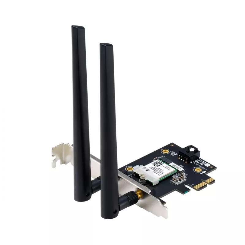Sisemine WLAN-kaart ASUS PCE-AXE5400 — PCIe, Wi‑Fi 6E kolmeribaline (2,4/5/6 GHz), 2402 Mbps, Bluetooth 5.2