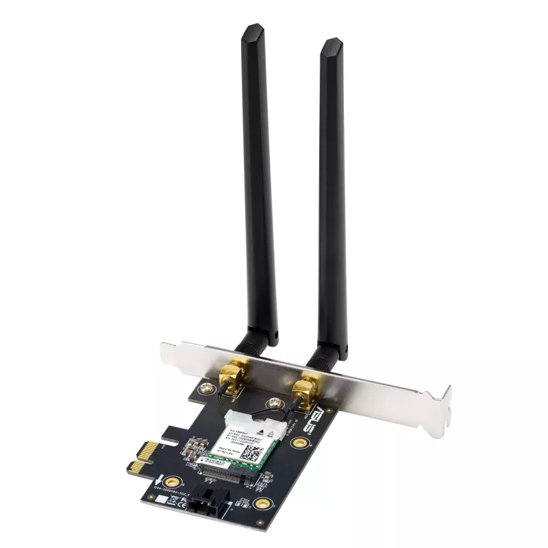 Sisemine WLAN-kaart ASUS PCE-AXE5400 — PCIe, Wi‑Fi 6E kolmeribaline (2,4/5/6 GHz), 2402 Mbps, Bluetooth 5.2