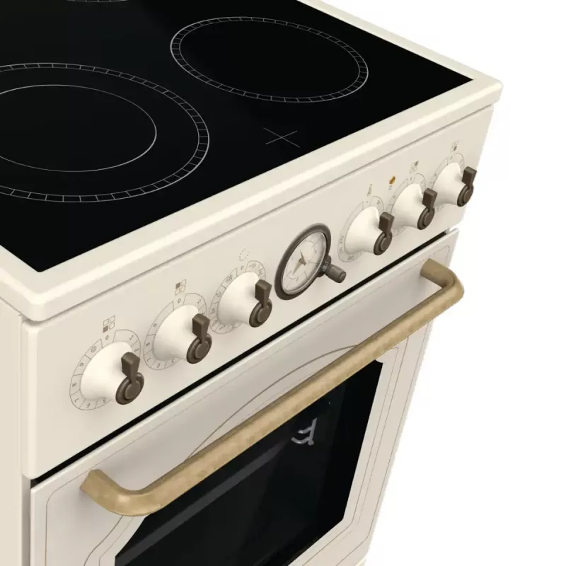 Vabaltseisev pliit Gorenje GECS5B70CLI, elektriline keraamiline pliit 4 tsooni, 70 L ahi, elevandiluu, 500 mm laius