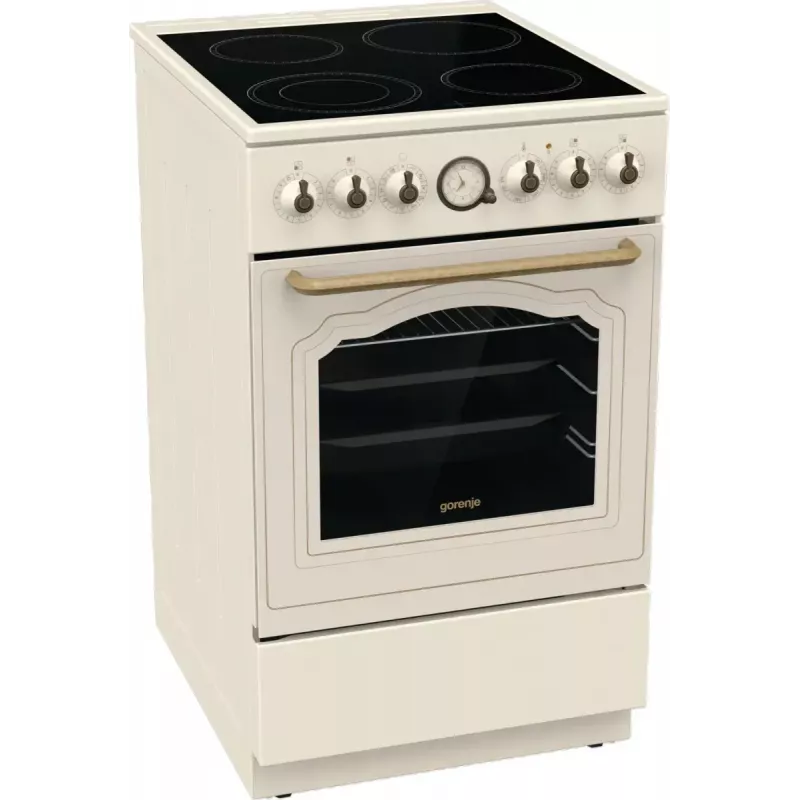 Vabaltseisev pliit Gorenje GECS5B70CLI, elektriline keraamiline pliit 4 tsooni, 70 L ahi, elevandiluu, 500 mm laius