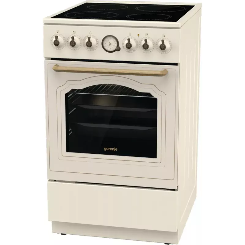 Vabaltseisev pliit Gorenje GECS5B70CLI, elektriline keraamiline pliit 4 tsooni, 70 L ahi, elevandiluu, 500 mm laius