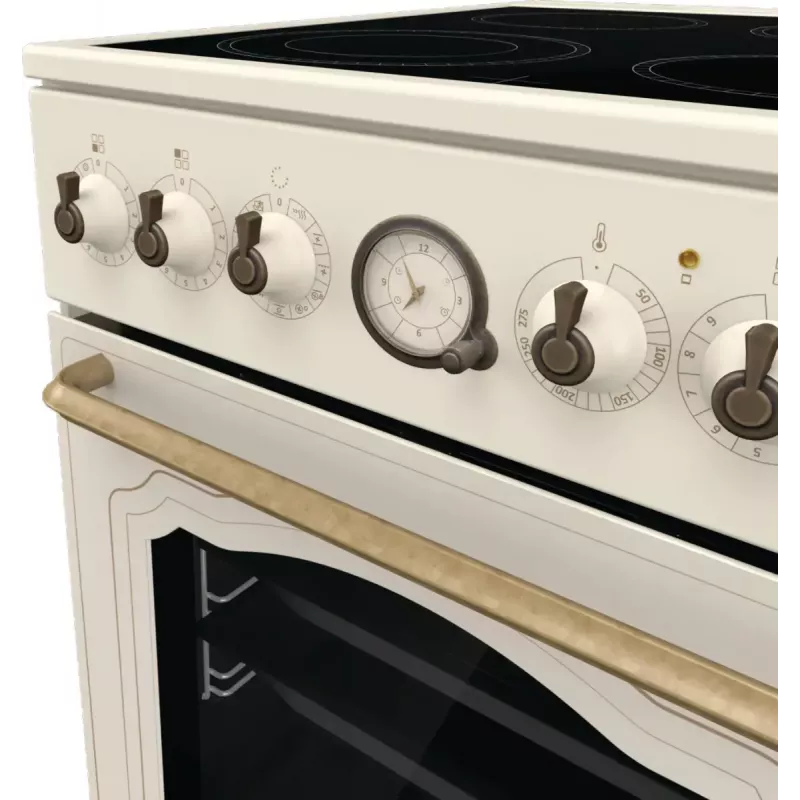 Vabaltseisev pliit Gorenje GECS5B70CLI, elektriline keraamiline pliit 4 tsooni, 70 L ahi, elevandiluu, 500 mm laius