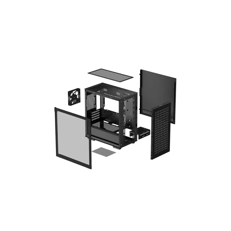Arvuti korpus DeepCool CH370 Mini Tower — microATX/Mini‑ITX, karastatud klaas, toetab kuni 32 cm GPU-d