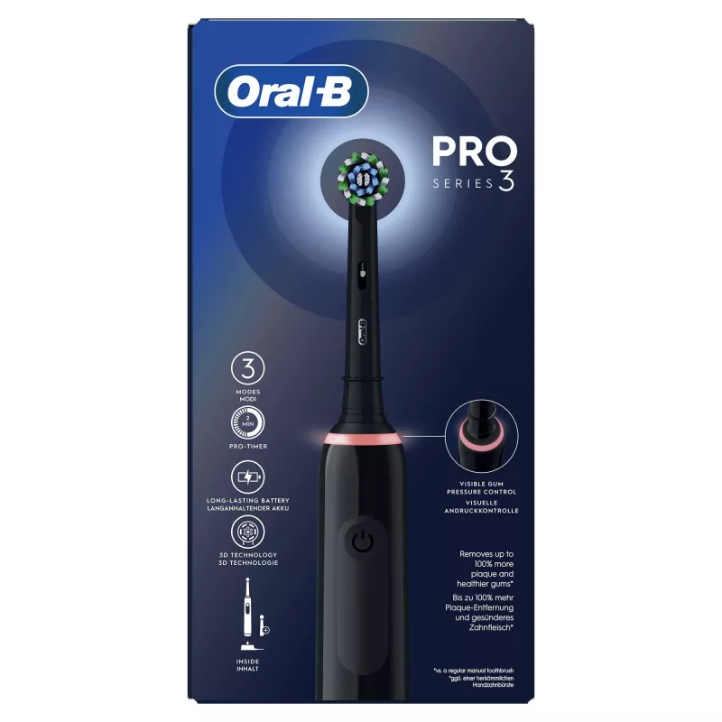 Oral-B Pro 3 Pro3 3000 täiskasvanutele pöörlev-võnkuv hambahari must