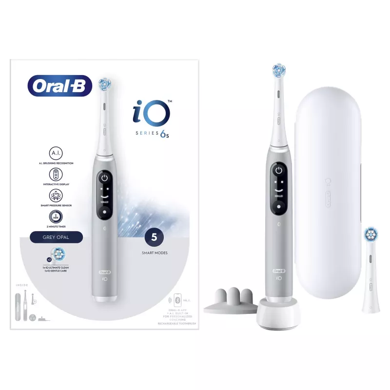 Oral-B iO 6S täiskasvanute vibreeriv elektriline hambahari Hall, Valge