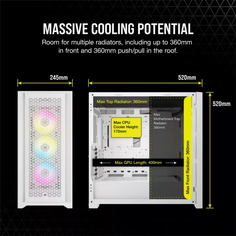PC korpus Corsair iCUE 5000D RGB Airflow Midi Tower Valge