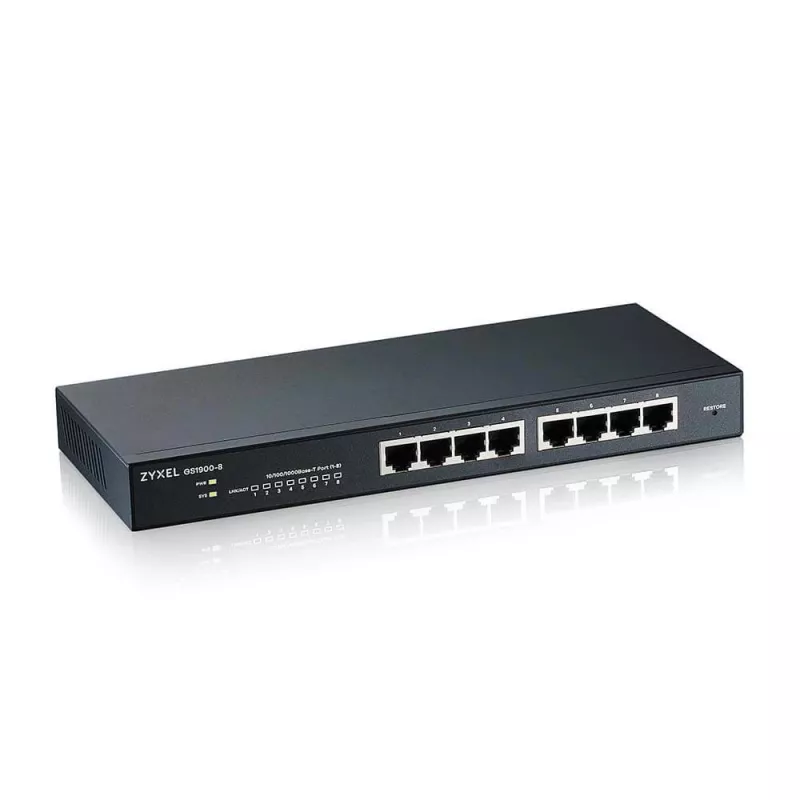 Zyxel GS1900-8 hallatav L2 Gigabit Ethernet (10/100/1000) must
