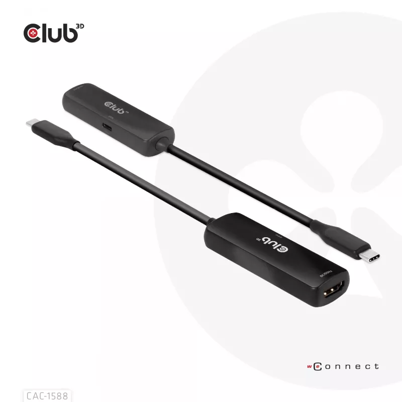 CLUB3D USB Gen2 Type-C HDMI™ 8K60Hz või 4K120Hz HDR10+ DSC1.2 toiteedastusega 3.0 aktiivadapter M/F