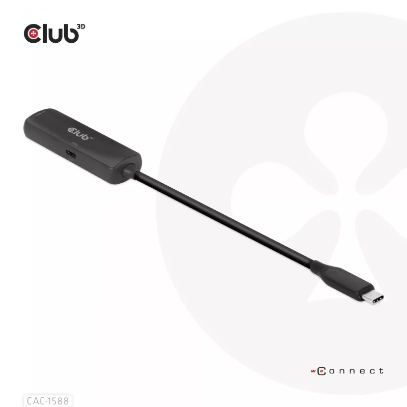 CLUB3D USB Gen2 Type-C HDMI™ 8K60Hz või 4K120Hz HDR10+ DSC1.2 toiteedastusega 3.0 aktiivadapter M/F