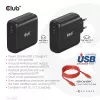 CLUB3D reisilaadija 100 W GaN-tehnoloogia, USB-IF TID sertifitseeritud, üks USB USB-C port, Power Delivery (PD) 3.0 tugi