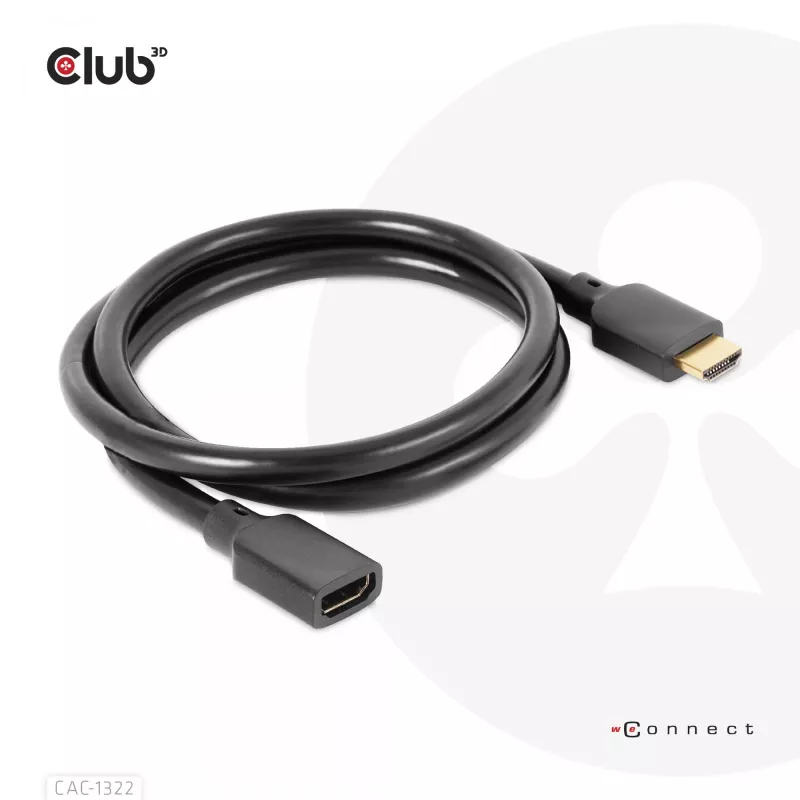 CLUB3D Ultra High Speed HDMI pikenduskaabel 4K120Hz 8K60Hz 48Gbps M/F 1 m / 3.28 ft 30AWG
