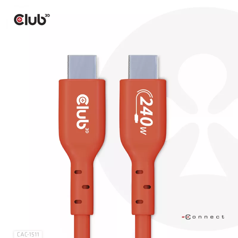 CLUB3D USB2 Type-C kahesuunaline USB-IF sertifitseeritud kaabel andmesideks 480Mb, PD 240W(48V/5A) EPR M/M 1m / 3.23 ft
