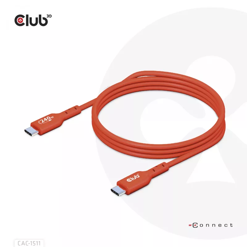 CLUB3D USB2 Type-C kahesuunaline USB-IF sertifitseeritud kaabel andmesideks 480Mb, PD 240W(48V/5A) EPR M/M 1m / 3.23 ft